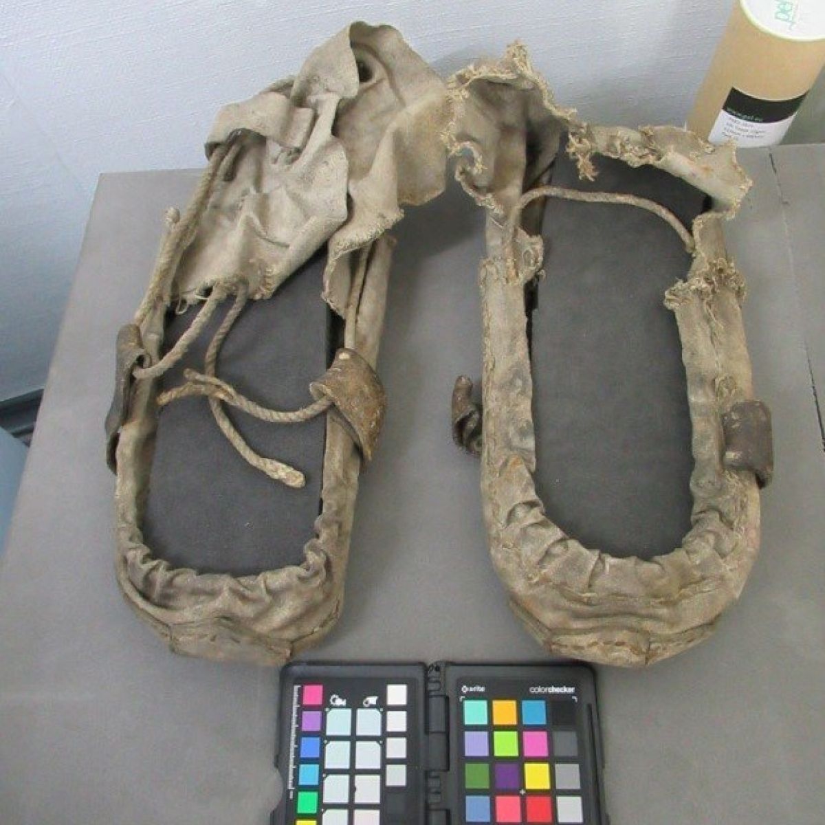 Canvas over shoes used on Shackleton Expedition after conservation treatment