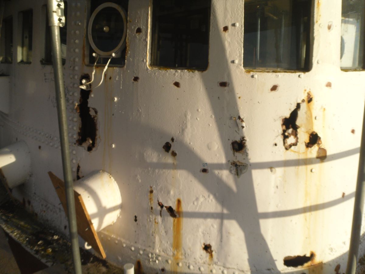 Repairs to wheelhouse steelwork replace old rotten steel